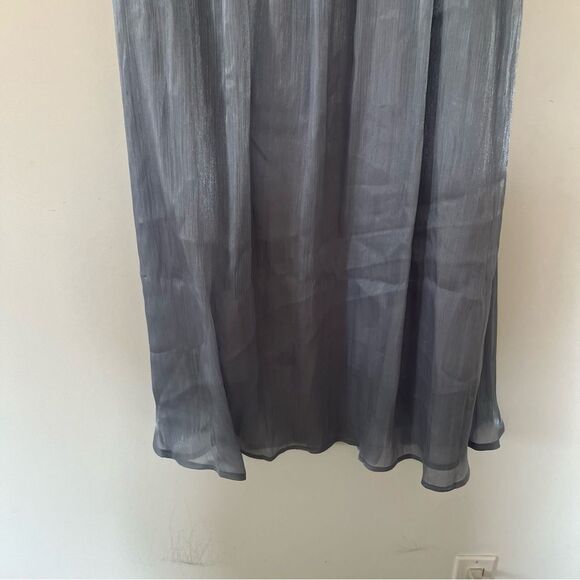 Grey Blue Crinkled Georgette Flowing Maxi Skirt - Picture 3 of 6